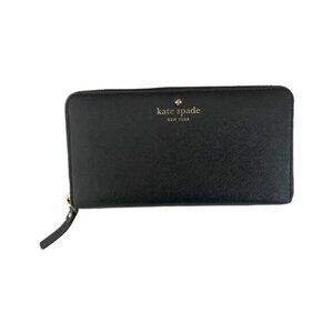Kate Spade Zip Around Long Continental Wallet Black Gold